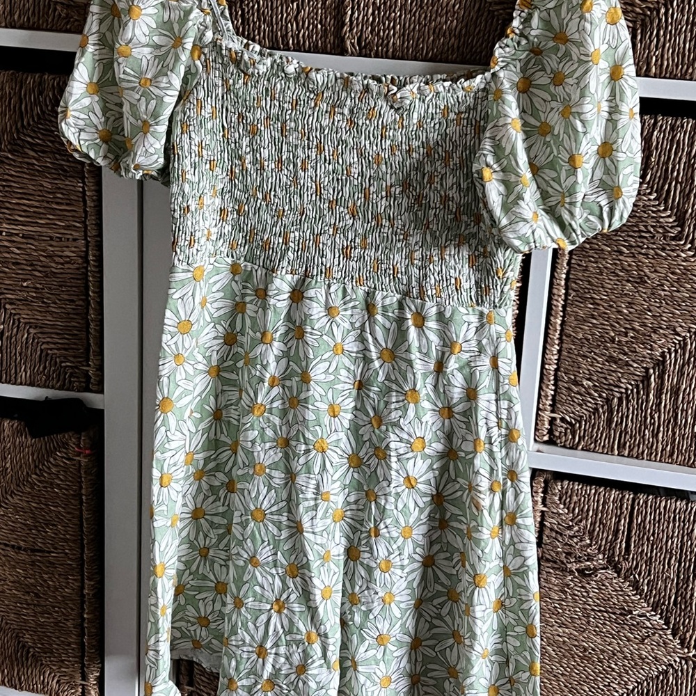 Zara Green and White Floral Kids Dress